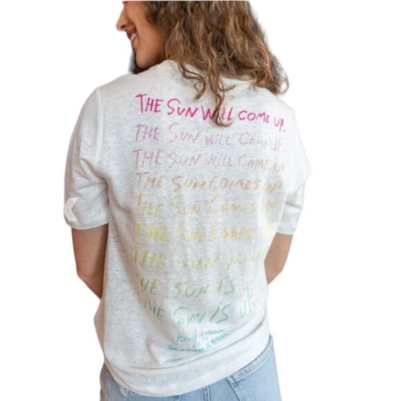 Scotch and Soda T-Shirt Womens The Sun Will Come Up Graphic Tee Ivory Size Small - Picture 3 of 9
